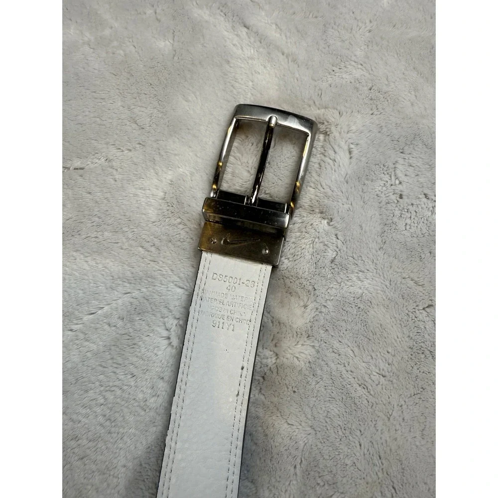 Nike Reversible Golf Belt Mens 40 Grey White‎ Silver Buckle DS5001-231